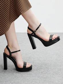 CUCCOO BIZCHIC 女士时尚优雅防水厚底高跟凉鞋 - 黑色 - 查看 1