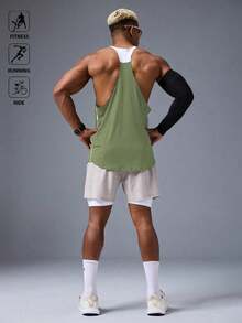 Acti Log Áo ba lỗ thể thao thường ngày không tay Colorblock dành cho nam - xanh quân đội - Xem 2