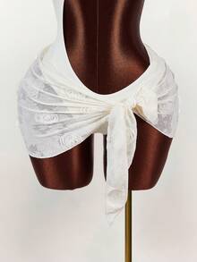 Amplova 女士花卉纹理短款裹身罩衫，超低腰，性感前卫的纹理设计 - 彩色 - 查看 16