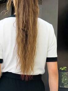 Firerie Kids Firerie Kids 少女休闲正式优雅返校套装，黑白撞色珍珠纽扣上衣搭配直筒撞色裤 - 黑色 - 查看 2