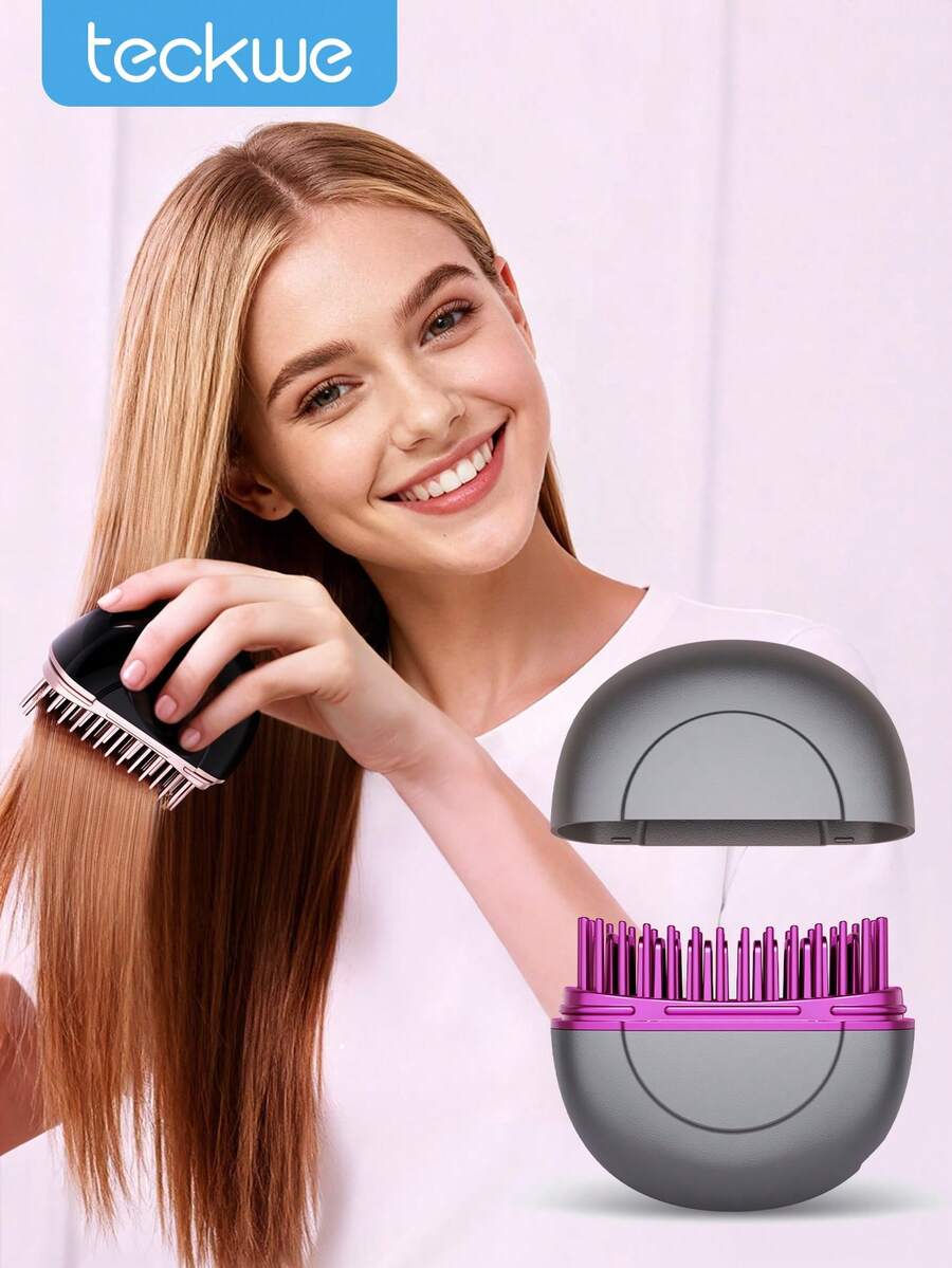 Teckwe 迷你便携式无线直发梳，无线负离子直发刷，长续航热梳直发器，轻巧迷你，旅行必备 - 彩色 - 查看 1