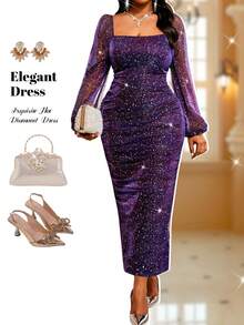 Fleurora 秋冬季精美热钻面料紫色修身长袖褶皱设计修身重工加大码连衣裙 女士冬季服装 女士连衣裙 秋冬圣诞连衣裙 女士圣诞服装 女士派对连衣裙 女士新年连衣裙 女士优雅连衣裙 亮片连衣裙 冬季 女士冬季服装 冬季连衣裙 女士圣诞节 圣诞服装 新年连衣裙 圣诞连衣裙 新年夜连衣裙 派对连衣裙 优雅派对连衣裙 圣诞派对连衣裙 毕业礼服 优雅派对连衣裙 女士优雅连衣裙 女士优雅派对连衣裙 女士奢华晚礼服 女士奢华晚礼服 婚礼奢华晚礼服 闪亮连衣裙 亮片连衣裙 - 紫色 - 查看 1