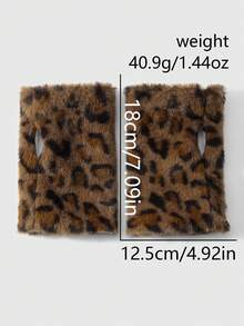 ROMWE Goth 1双Y2K时尚独特甜美酷炫复古高品质保暖仿兔毛豹纹虎纹长袖露指手套套装，适合女性日常穿搭和节日礼物 - 黃棕色-5 - 查看 8