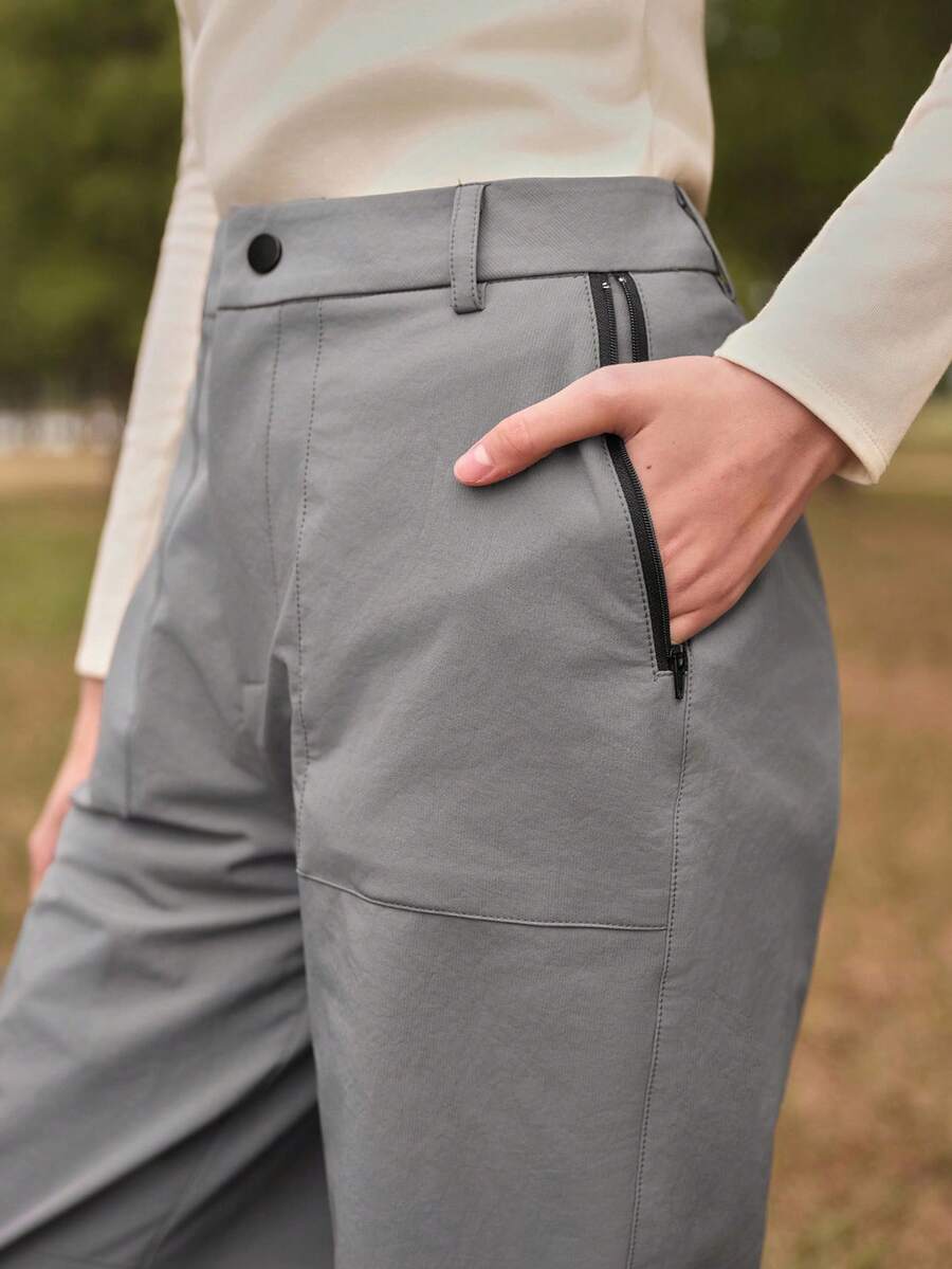 SHEIN Comfy Note 女士休闲纯色户外徒步裤 - 灰色 - 查看 1