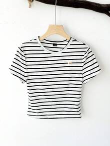 Tseoso 4pcs Set All-Match Solid Color Round Neck Fitted Short Sleeve Crop T-Shirts For Women, Daisy Embroidered,Sexy Cute Y2K Coconutgirl Boho Music Festival Suitable For Going Out - Multicolor - View 5