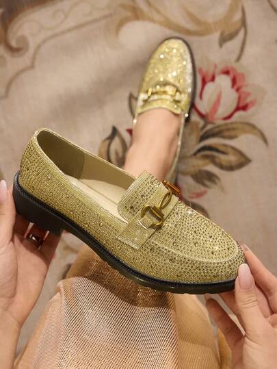 CUCCOO TILAWA 女士金属装饰水钻点缀时尚休闲一脚蹬鞋