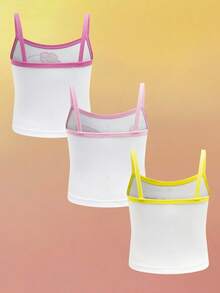 SpongeBob SquarePants | SHEIN Young Girl 3pcs/Set Cute Cartoon Pattern Camisole , Age 4-7Y - White - View 2