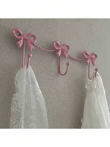 1pc Metal Wall Mounted Bowknot Key Holder - French Country Style Decorative Coat Hooks With 2 Hooks, Cute INS Aesthetic Home Decor, Suitable For Entryway, Bedroom, Kids Room, Dorm, Wall Mounted Key Organizer, Dorm Storage Solution, Fabric Hooks Organizer Space-Saving Multi-Purpose Adjustable Stackable Portable - Multicolor - View 3