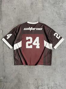 AXEPEAK Men's Letter Print V-Neck Short Sleeve Casual Versatile T-Shirt - Multicolor - View 2