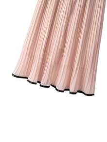 GlowEve CURVE Chân váy midi xếp ly cỡ lớn dành cho nữ, thanh lịch và thời trang - Hồng - Xem 5