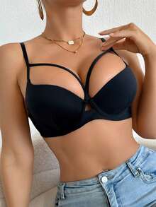 Sujetador con aros de apoyo cómodo y de uso diario para mujeres - Negro - Ver 11