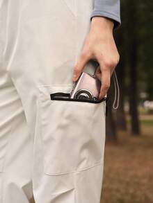 In My Nature Quần đi bộ đường dài màu trơn có túi xếp ly thông thường dành cho nữ - trắng - Xem 9