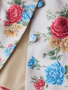 Aveloria Modichic 女士树叶花卉印花翻领宽肩长袖松紧腰西装外套 - 彩色 - 查看 7