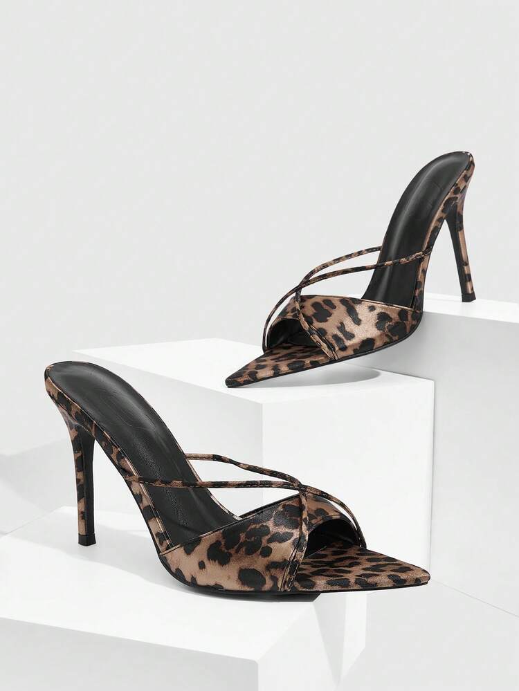 CUCCOO SZL Women's Fashion Leopard Print Pointed Toe Heeled Sandals For Christmas
