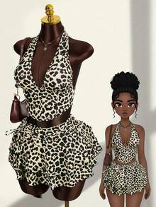 Zestiva 女士豹纹印花 26ss 新款成熟优雅深V领沙滩派对度假泳装吊带比基尼套装 - 彩色 - 查看 3