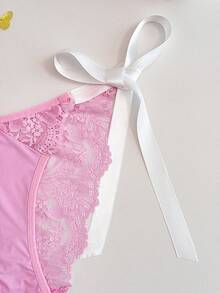 PetitDoll Women's Elegant Lace Patchwork Tie-Front Low-Waist Panties - Multicolor - View 5