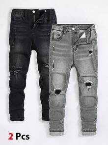 Tween Boy Pocket Distressed Skinny Casual Jeans - Multicolor - View 1