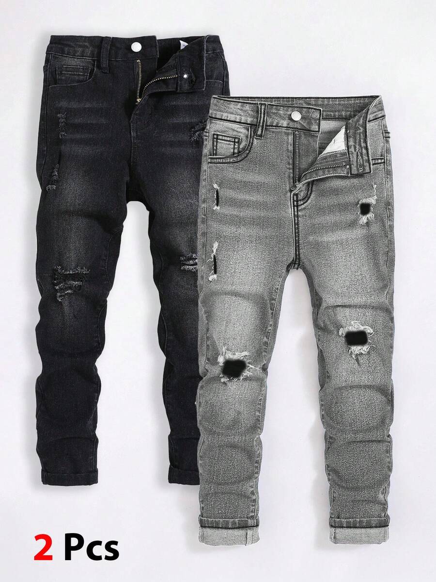 Tween Boy Pocket Distressed Skinny Casual Jeans - Multicolor - View 1
