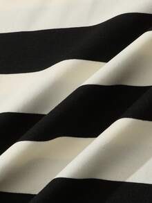 ROMWE MEN Men's Graphic & Striped Polo Shirt, Loose Fit Spring/Summer - Black and White - View 5