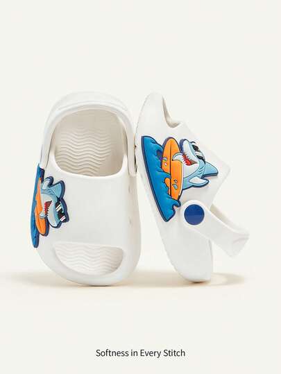 Cozy Pixies 1 Pair Summer Baby Ocean Shark Cute Funny Breathable Casual Slip-On Outdoor Beach Non-Slip Flat Baby Sandals