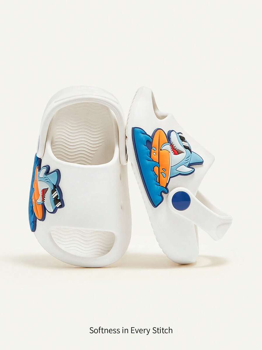 Cozy Pixies 1双夏季宝宝海洋鲨鱼可爱趣味透气休闲套脚户外沙滩防滑平底凉鞋 - 白色 - 查看 1