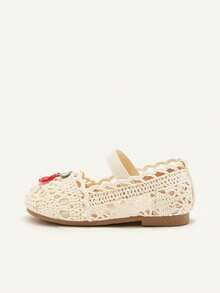 Cozy Pixies 1 Paar vielseitige Cut Out-Design Kirsche Mädchen/Kleinkind weiße Landhaus Prinzessin Ballerinas, geeignet für alle Jahreszeiten - cremefarben - Übersicht 3