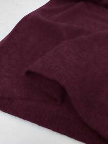 SHEIN EZwear 女士纯色简约毛衣裤套装，休闲日常穿着 - 酒紅色 - 查看 6