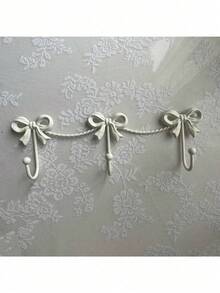 1pc Metal Wall Mounted Bowknot Key Holder - French Country Style Decorative Coat Hooks With 2 Hooks, Cute INS Aesthetic Home Decor, Suitable For Entryway, Bedroom, Kids Room, Dorm, Wall Mounted Key Organizer, Dorm Storage Solution, Fabric Hooks Organizer Space-Saving Multi-Purpose Adjustable Stackable Portable - Multicolor - View 6