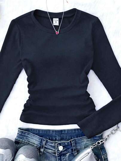 Teen Girls Solid Color Star Pattern Pleated Camisole, Suitable For Casual Wear, Winter