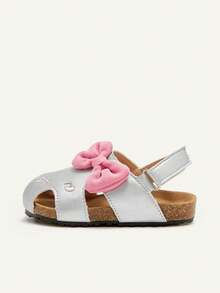 Cozy Pixies 1 Pair Silver Princess Style Cute Fashion Versatile Bow Embroidered Baby Girl Flat Sandals - Silver - View 9