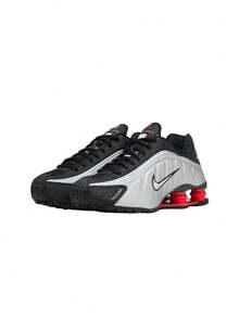 Nike Shox R4 Athletic Casual Shoes Black AR3565 - 黑色/淺紅色/金屬銀色 - 查看 4