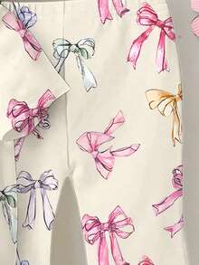 SHEIN Playful Pals Baby Girl Short Sleeve Round Neck T-Shirt And Pants Fashion Summer Outfit Set