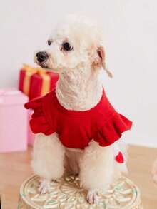 PETSIN Valentine's Day Big Red Love Mesh Princess Skirt Pet Skirt - Red and White - View 5