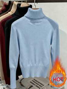 Franclia 欧美风高领加厚针织长袖打底衫，修身剪裁，适合秋冬季节穿着。