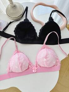 Bộ 3 áo ngực ren không dây cho nữ - Nhiều màu - Xem 3