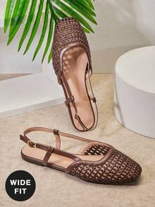 SHUZIA Women's Wide-Fit Round Toe Comfort Soft PU Slip On Flats - Brown - View 6