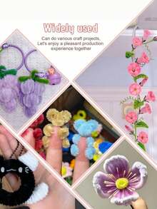 100/120/300pcs Blue Pipe Cleaners Craft Set With 1 Step-By-Step Video, 6 Colors, Chenille Stems For Creative DIY Art Projects, Thick & Soft Twists For Craft Bouquets, Gift Making, Home Decor Supplies - Multicolor - View 4