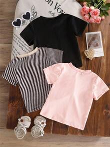 SHEIN 3PCS Baby Girls Tops - Multicolor - View 2