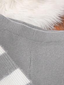 2 pièces Ensemble pull tricoté à manches longues rayé décontracté et pantalon ample taille haute, coupe ajustée et style navetteur - Gris - Voir 4