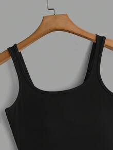 Comfortcana 女士纯色简约休闲吊带背心 - 黑色 - 查看 4