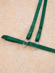 PinupPomp Women's Floral Lace Bow Decor Sexy Lingerie Accessories - Dark Green - View 5