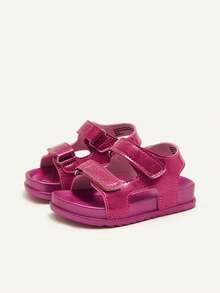 Cozy Pixies 1 Pair Summer Fashionable Versatile Cute Toddler Casual Soft Bottom Lightweight Double Strap Pink Princess Style Infant Flat Sandals - Red - View 5