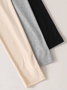 3 件套女童圆领长袖修身 T 恤，带蝴蝶结图案，适合日常穿着的休闲上衣，秋季 - 杏色 - 查看 6