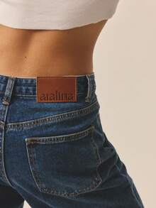 Aralina Quần Jeans Denim Hở Lưng Mùa Đông / Mùa Hè - Rửa trung bình - Xem 8