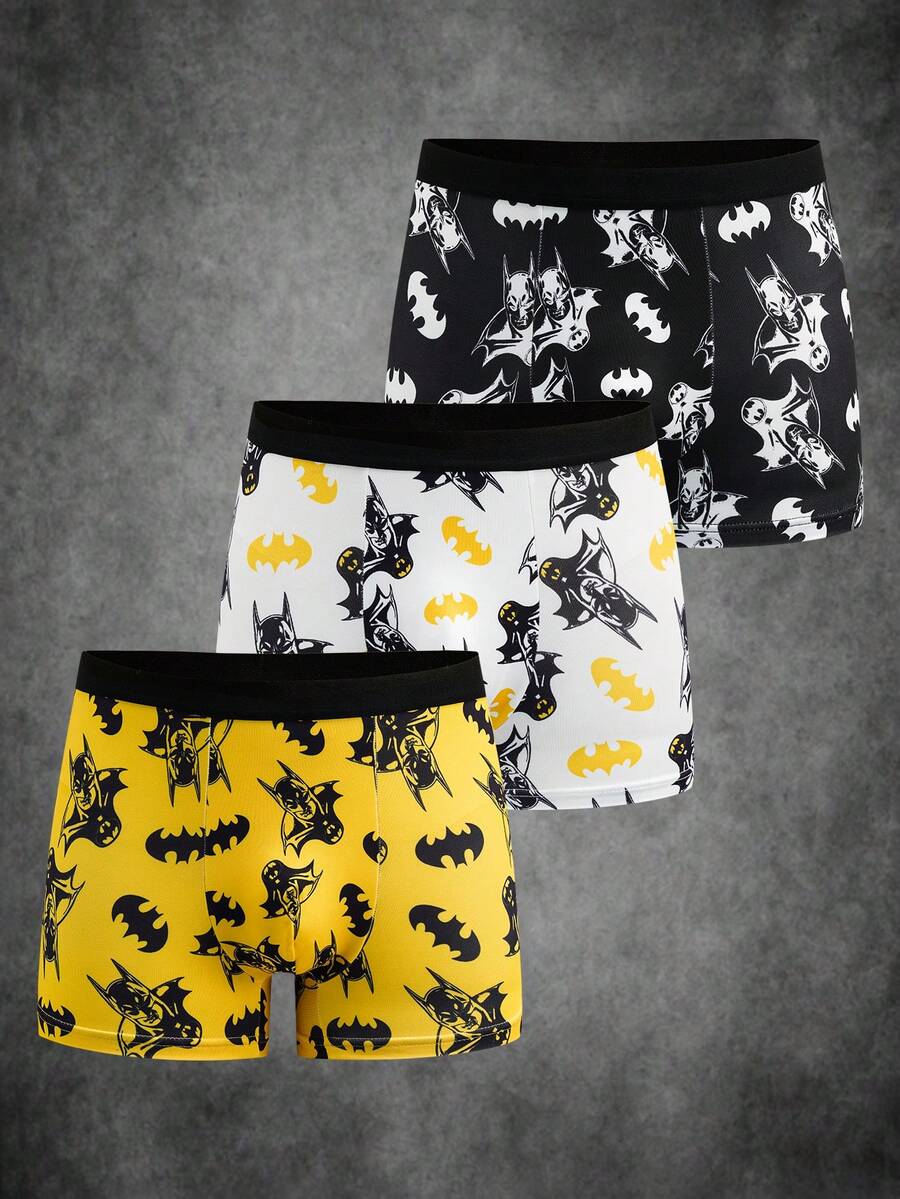 BATMAN X SHEIN Men's All-Over Print Comfortable & Fashionable Boxer Briefs - Multicolor - View 1