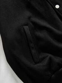 ROMWE MEN Street Life Men's Cross & Heart Print Patchwork Long Sleeve Casual Jacket - Black - View 5