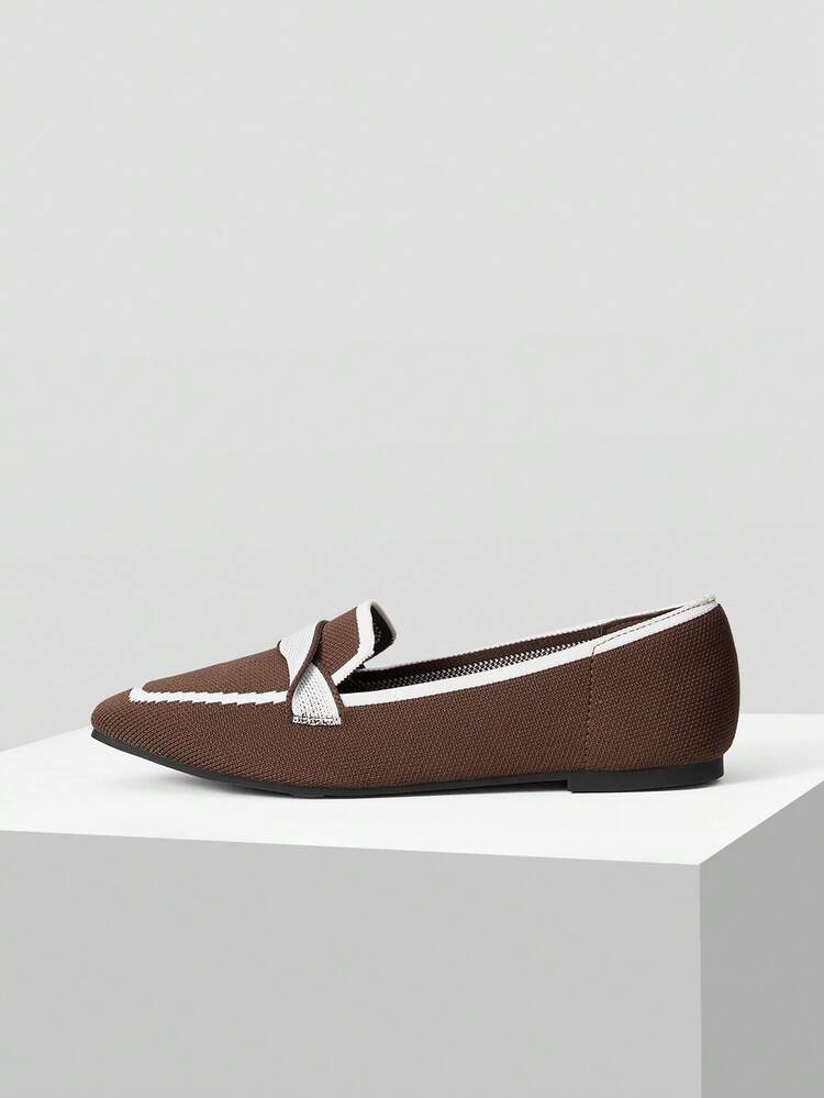 FEMMES CHAUSSURES PLATES À BOUT CARRÉ AVEC BORDURE CONTRASTÉE