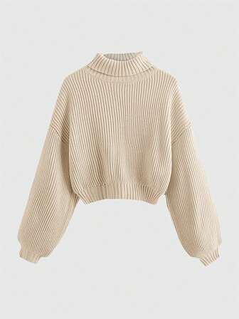 Plus Size Turtleneck Pullover Sweater, Versatile For Autumn/Winter