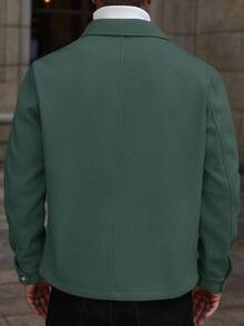 Manfinity CasualCool 男士纯色直肩长袖拉链短款百搭日常外套 - 橄欖綠 - 查看 2