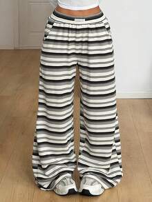 Coolane 女士休闲通勤条纹阔腿裤 - 彩色 - 查看 4